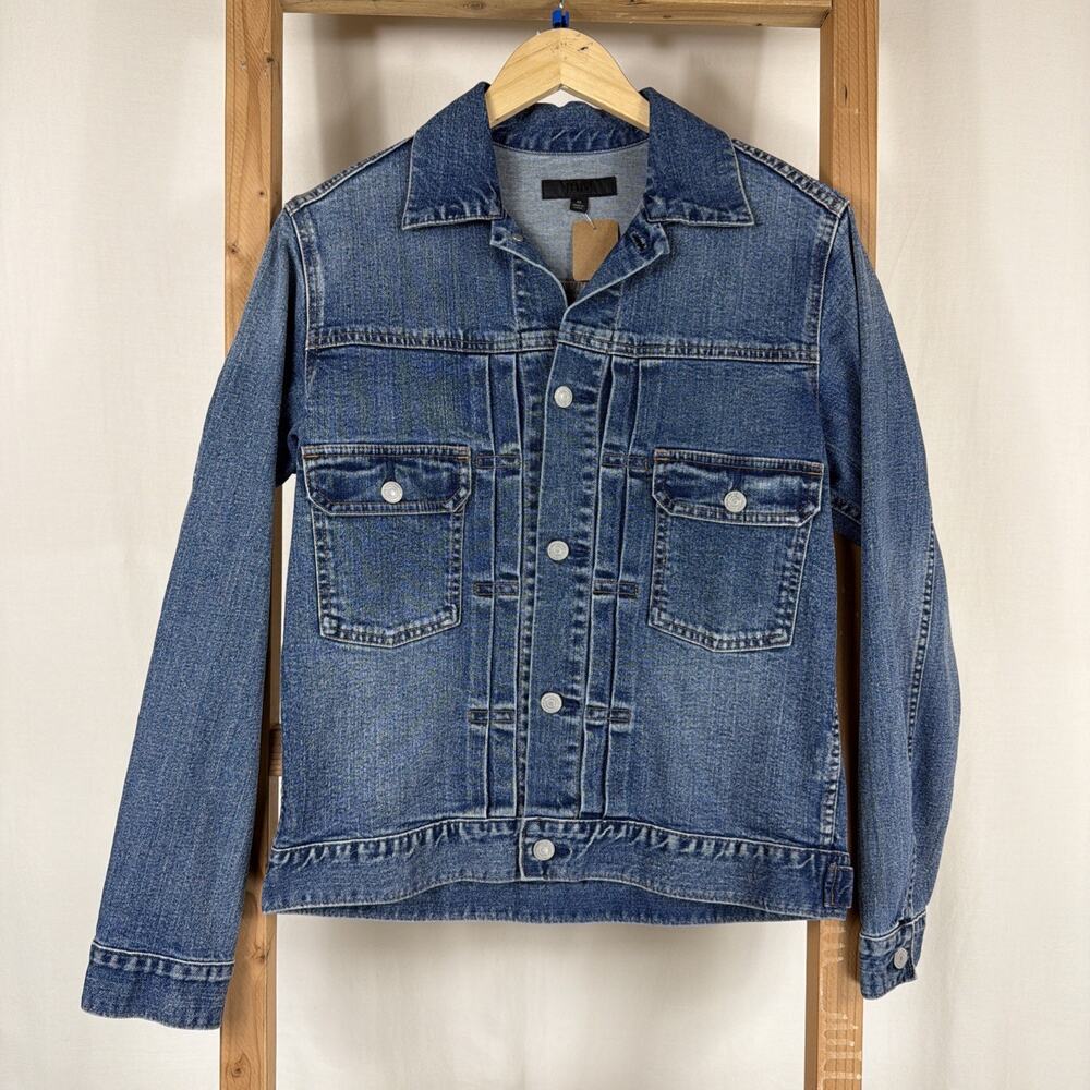 Uniqlo Washed Blue Button Up Oversize Trucker Denim Jean Jacket #1285 Size XS